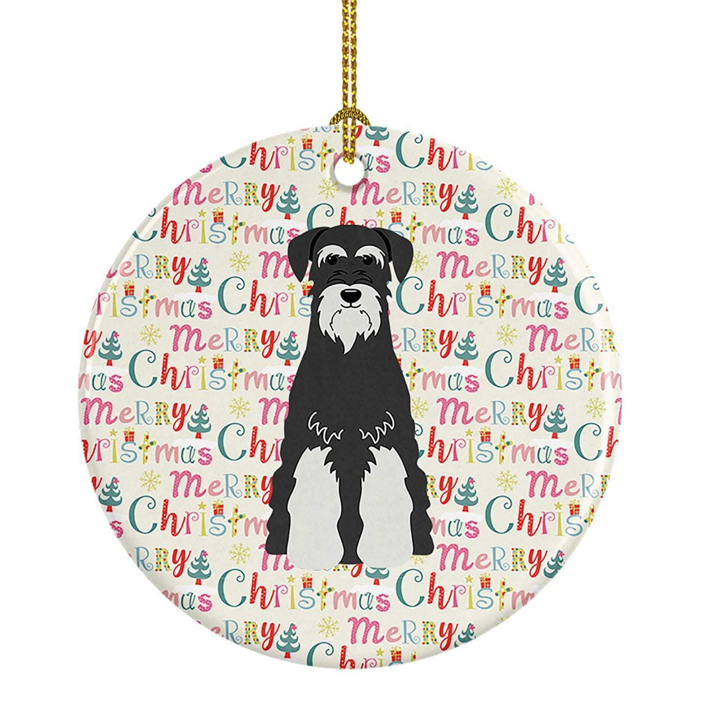 Buy this Merry Christmas Standard Schnauzer Salt and Pepper Ceramic Ornament