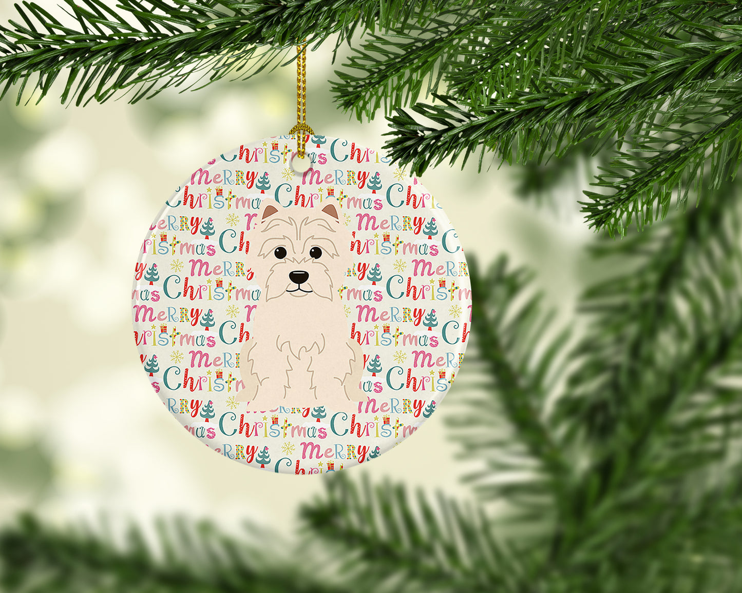 Merry Christmas Westie Ceramic Ornament