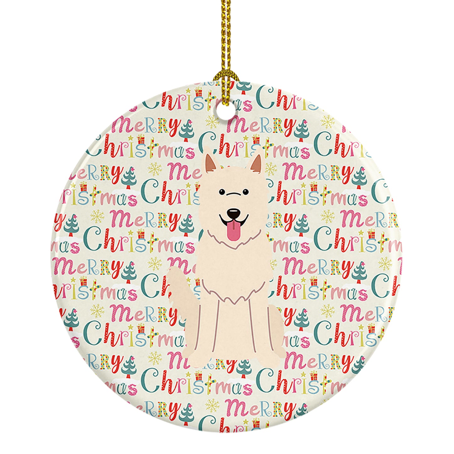 Buy this Merry Christmas White German Shepherd Ceramic Ornament