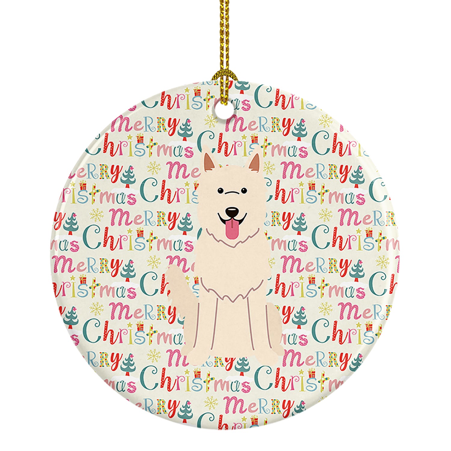 Buy this Merry Christmas White German Shepherd Ceramic Ornament