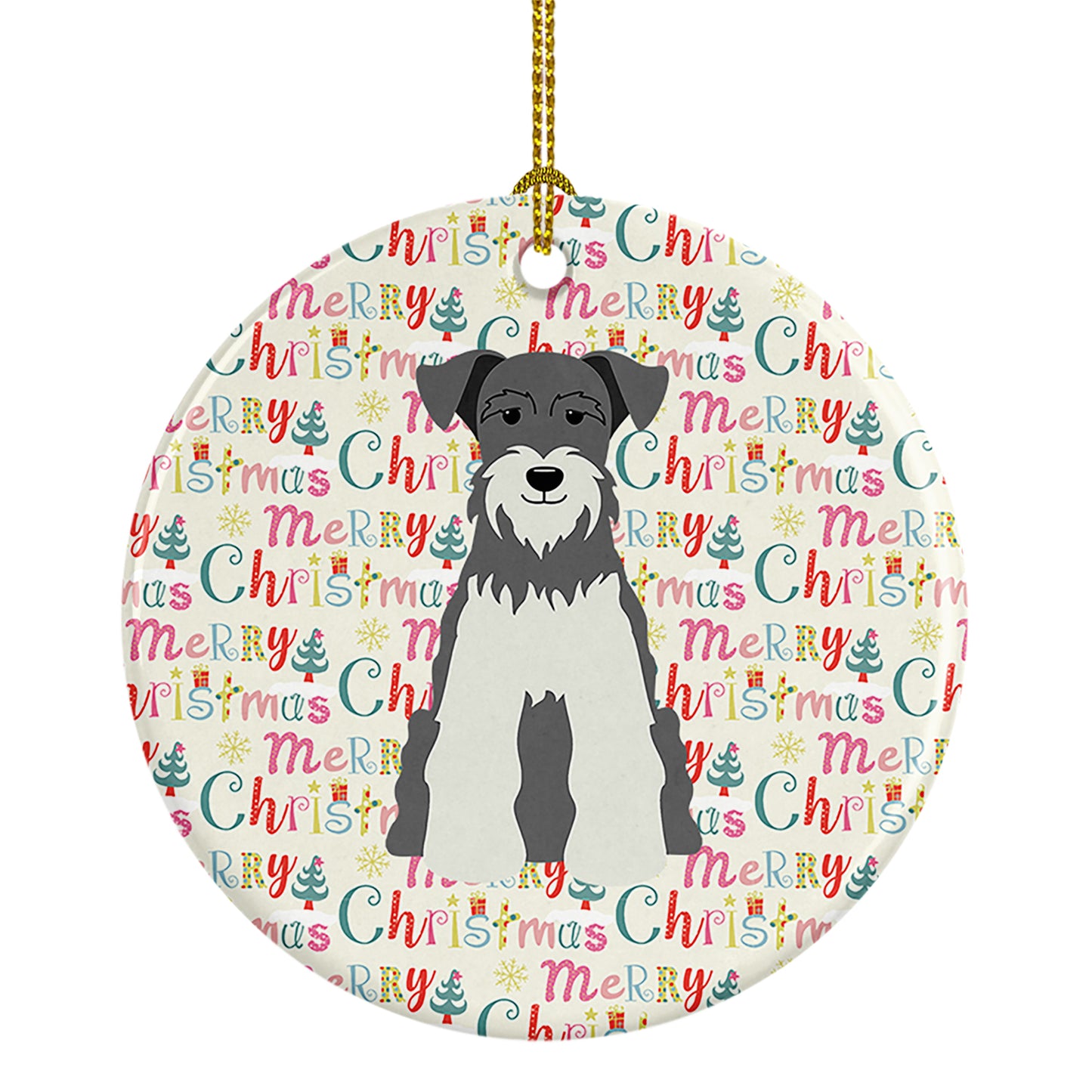 Buy this Merry Christmas Miniature Schnauzer Salt and Pepper Ceramic Ornament