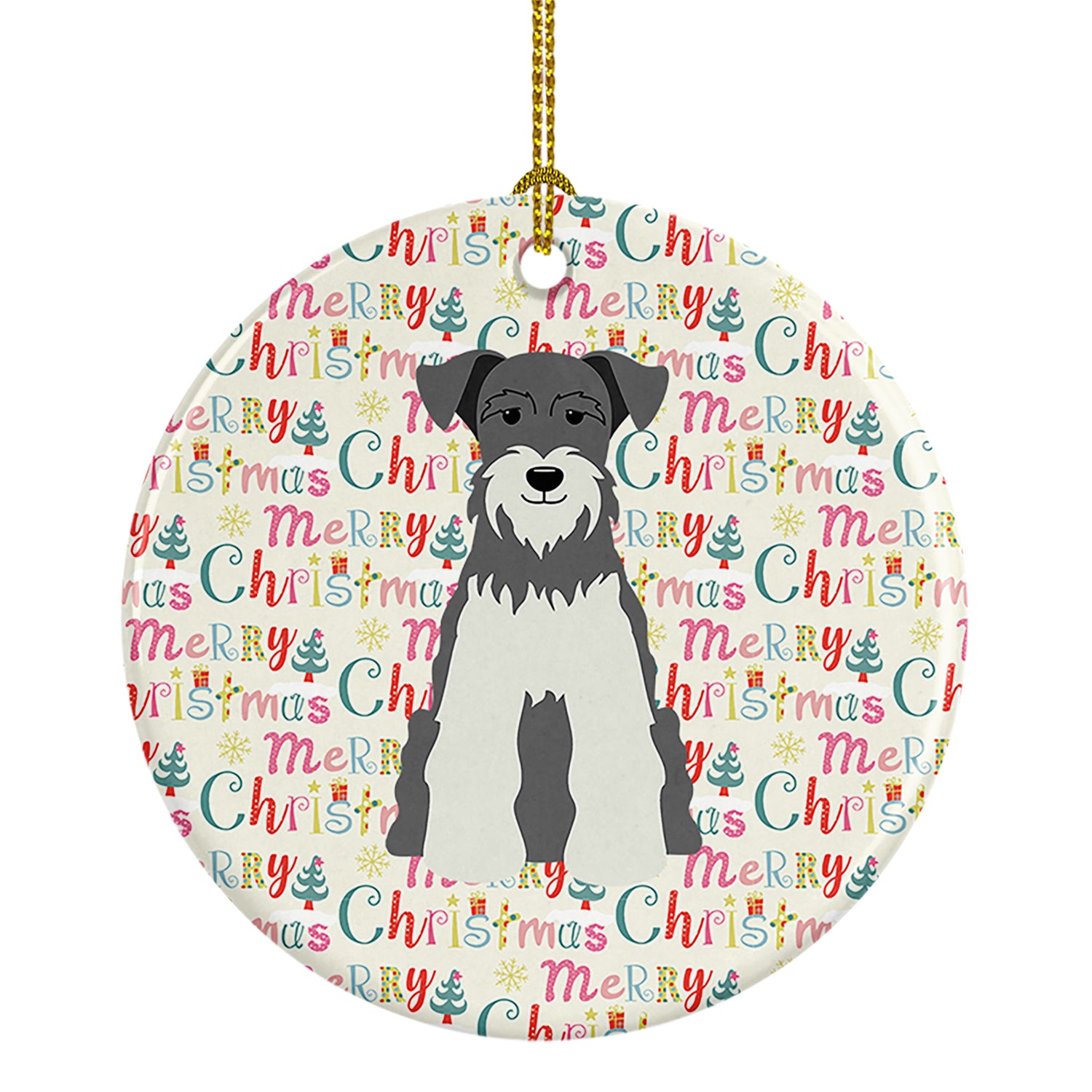 Buy this Merry Christmas Miniature Schnauzer Salt and Pepper Ceramic Ornament