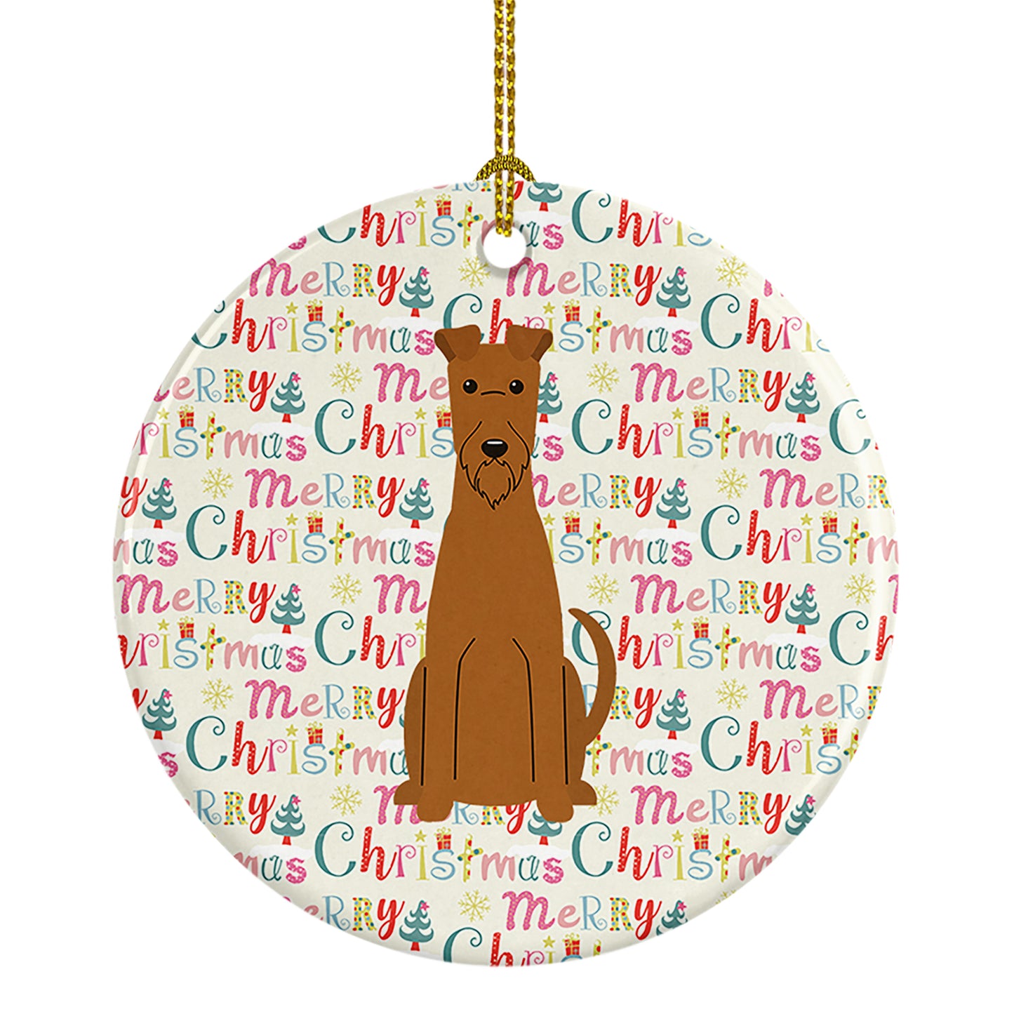 Buy this Merry Christmas Irish Terrier Ceramic Ornament