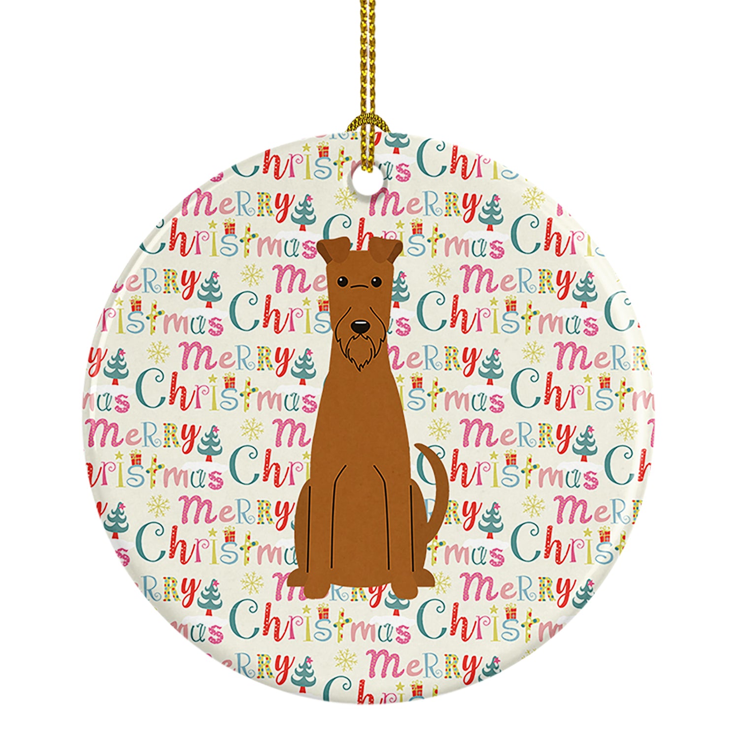 Buy this Merry Christmas Irish Terrier Ceramic Ornament