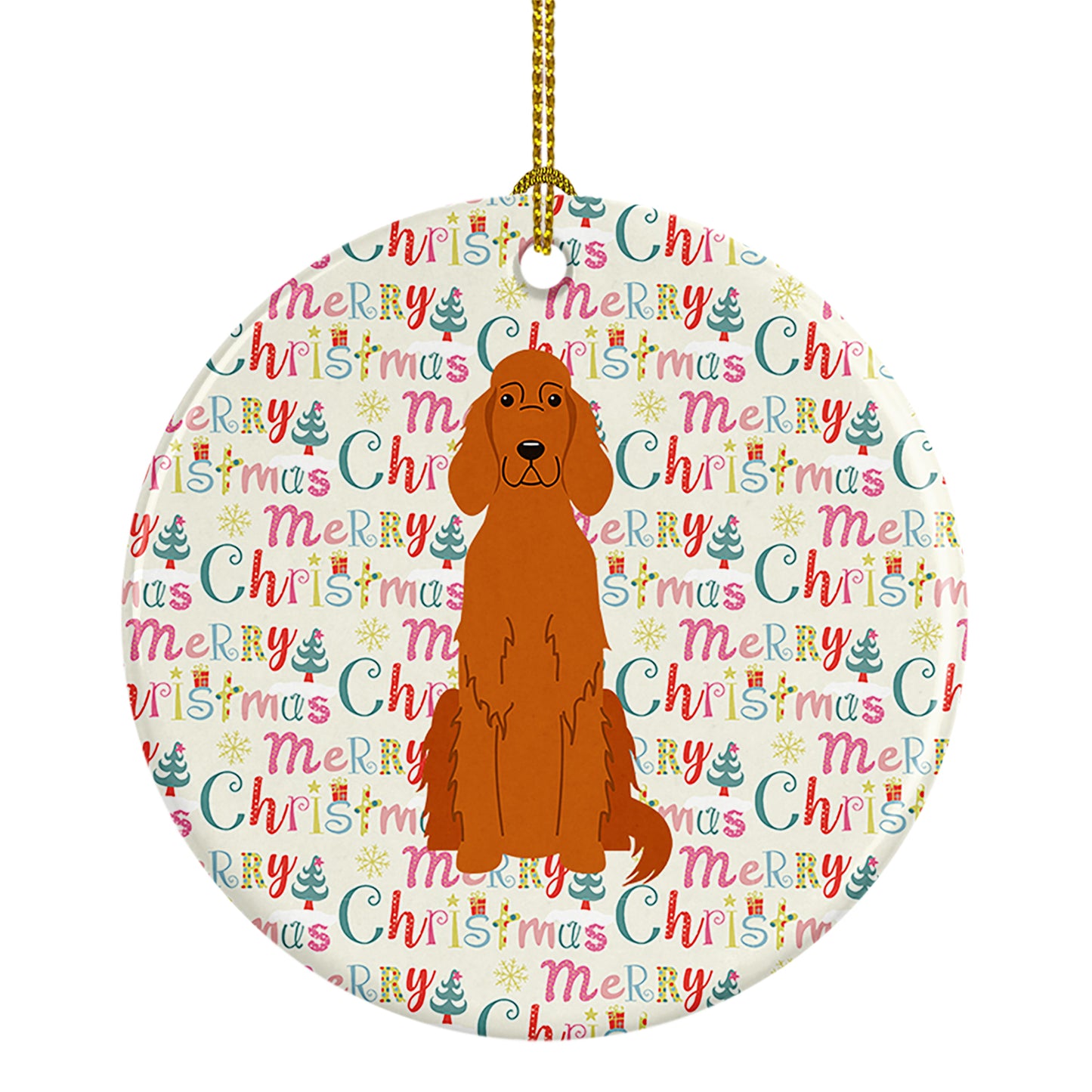 Buy this Merry Christmas Irish Setter Ceramic Ornament