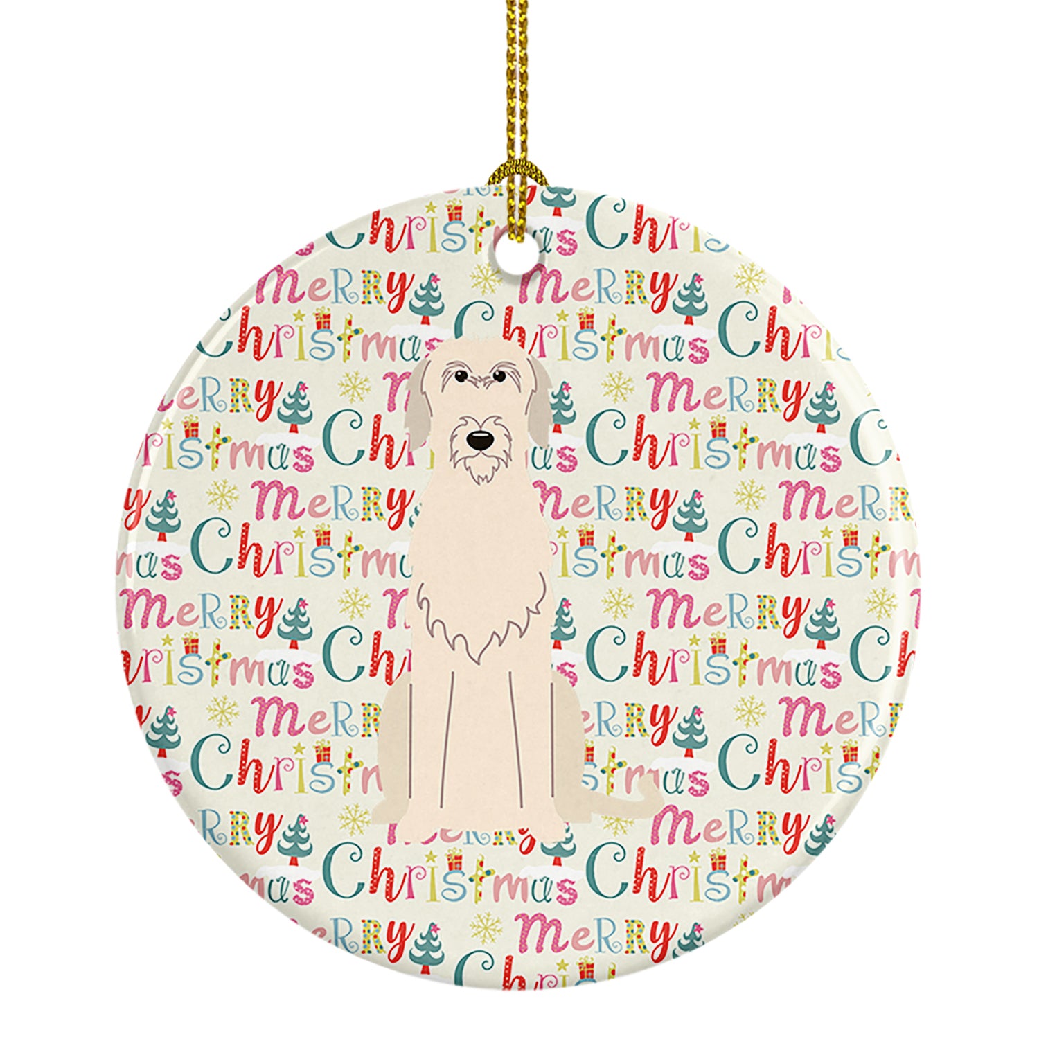 Buy this Merry Christmas Irish Wolfhound Ceramic Ornament