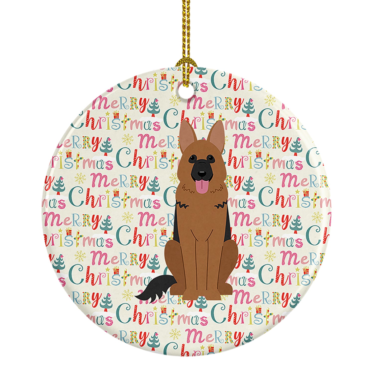 Buy this Merry Christmas German Shepherd Ceramic Ornament