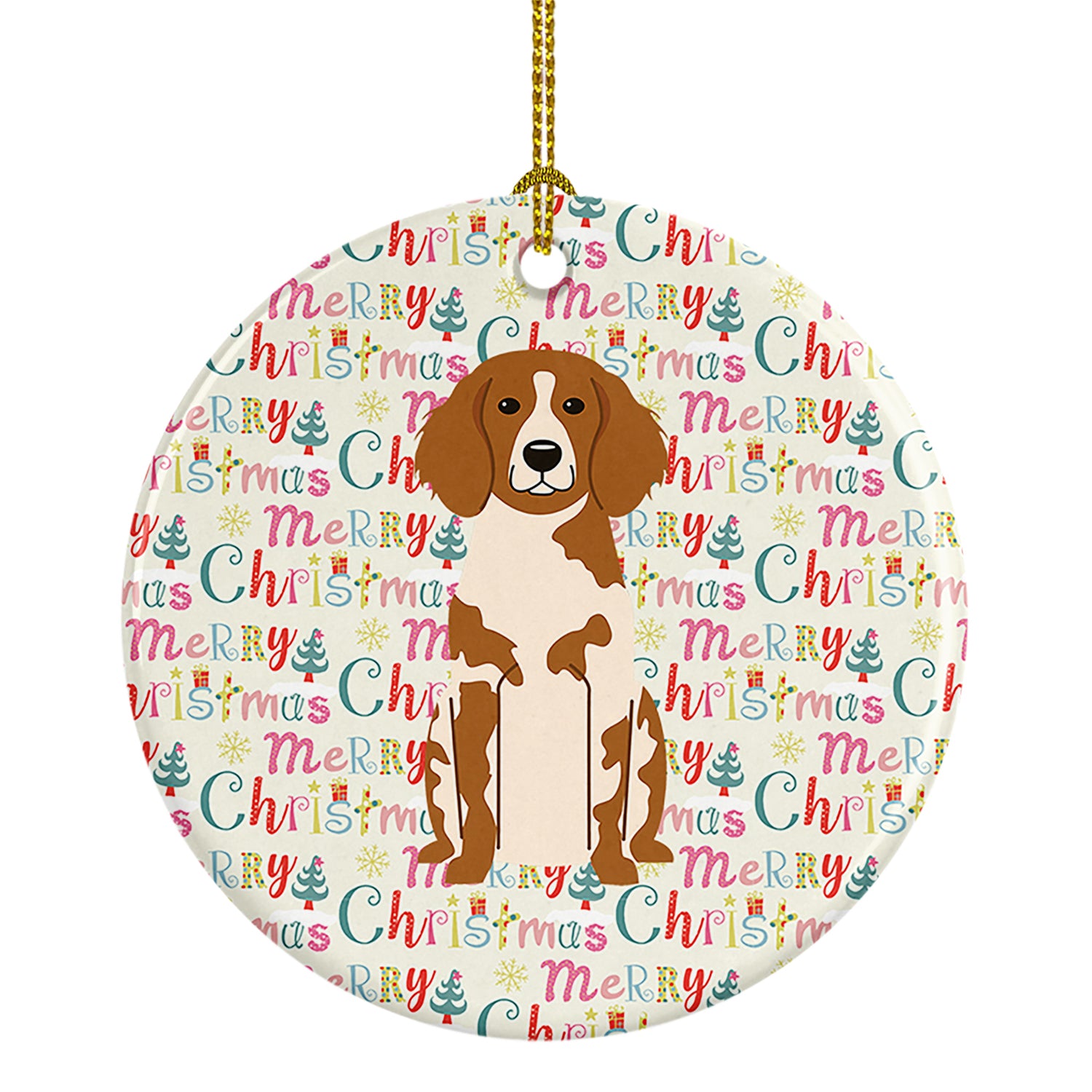 Buy this Merry Christmas Brittany Spaniel Ceramic Ornament