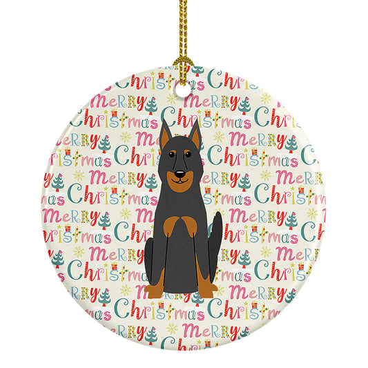 Buy this Merry Christmas Beauce Shepherd Dog Ceramic Ornament