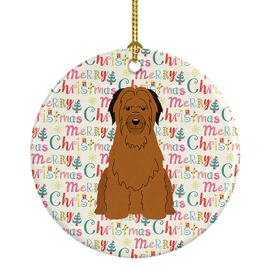 Buy this Merry Christmas Briard Brown Ceramic Ornament