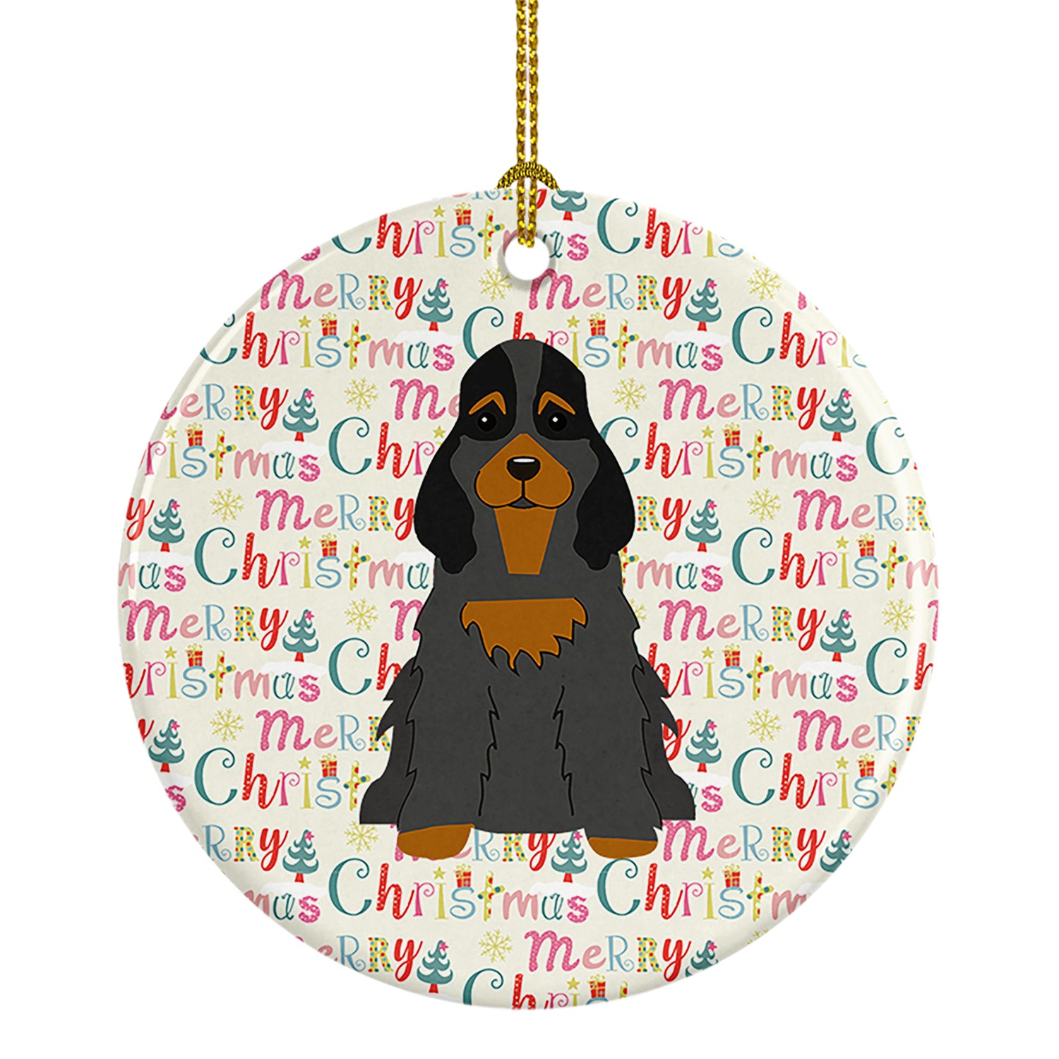 Buy this Merry Christmas Cocker Spaniel Black Tan Ceramic Ornament