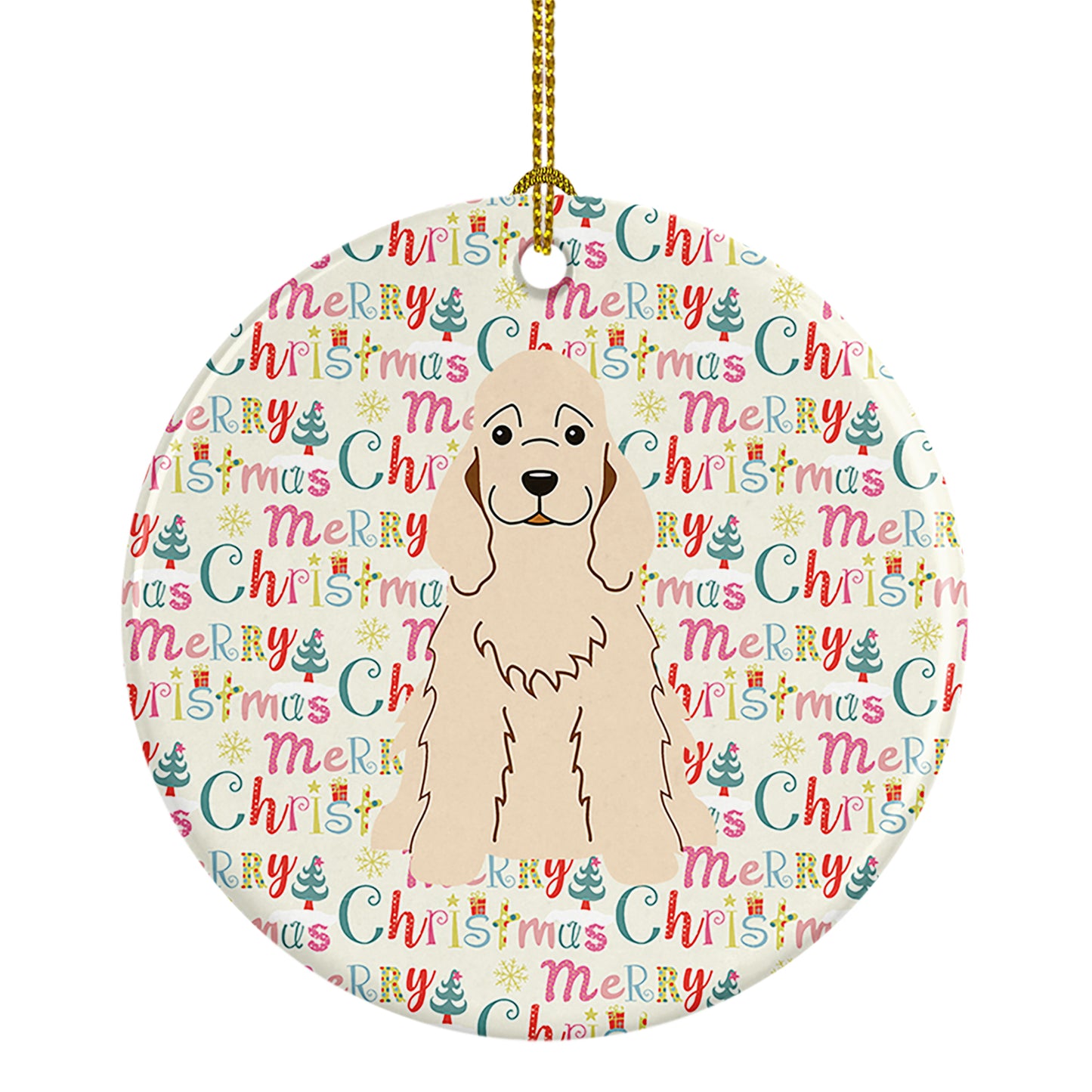 Buy this Merry Christmas Cocker Spaniel Buff Ceramic Ornament