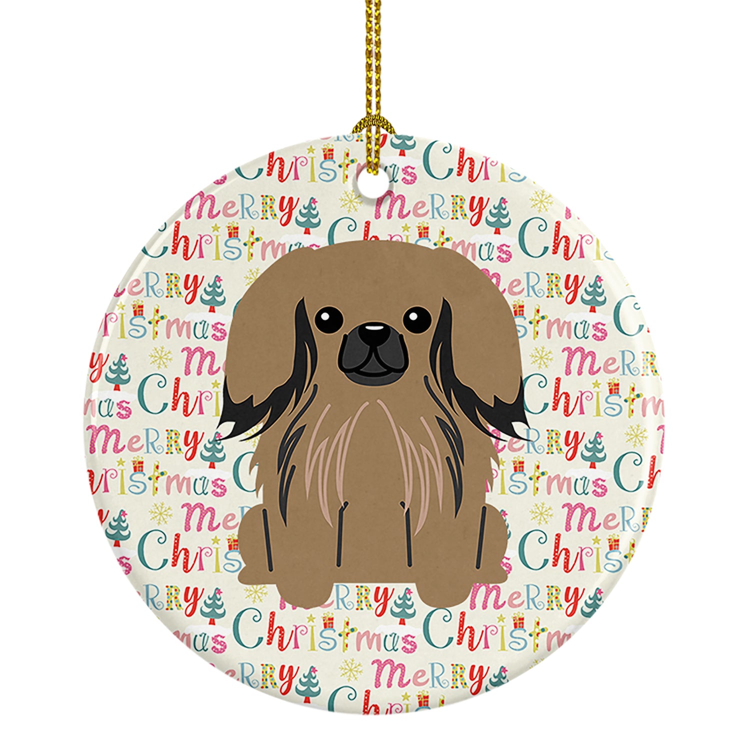 Buy this Merry Christmas Pekingese Tan Ceramic Ornament