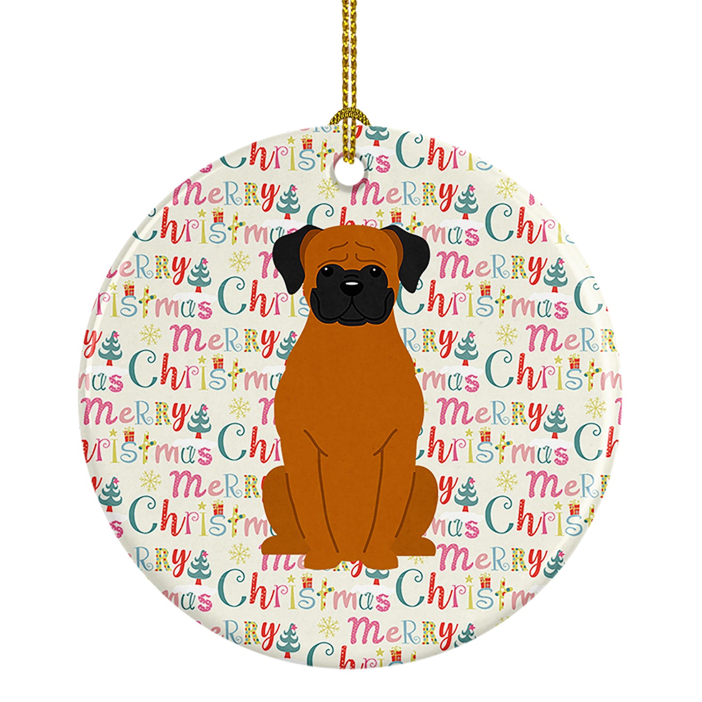 Buy this Merry Christmas Fawn Boxer Ceramic Ornament