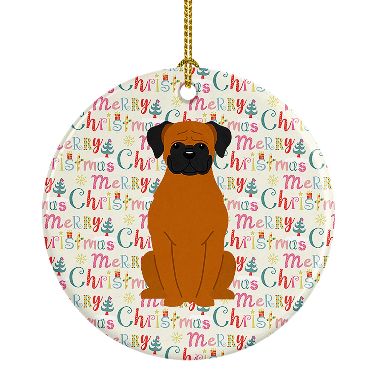 Buy this Merry Christmas Fawn Boxer Ceramic Ornament