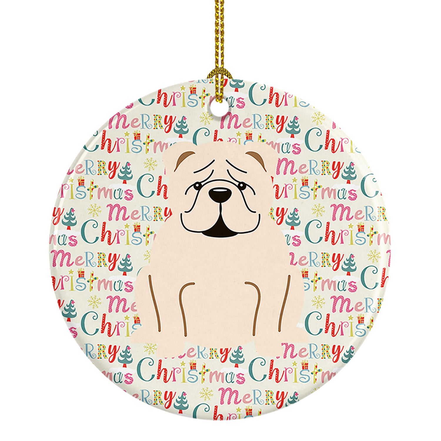 Buy this Merry Christmas English Bulldog White Ceramic Ornament