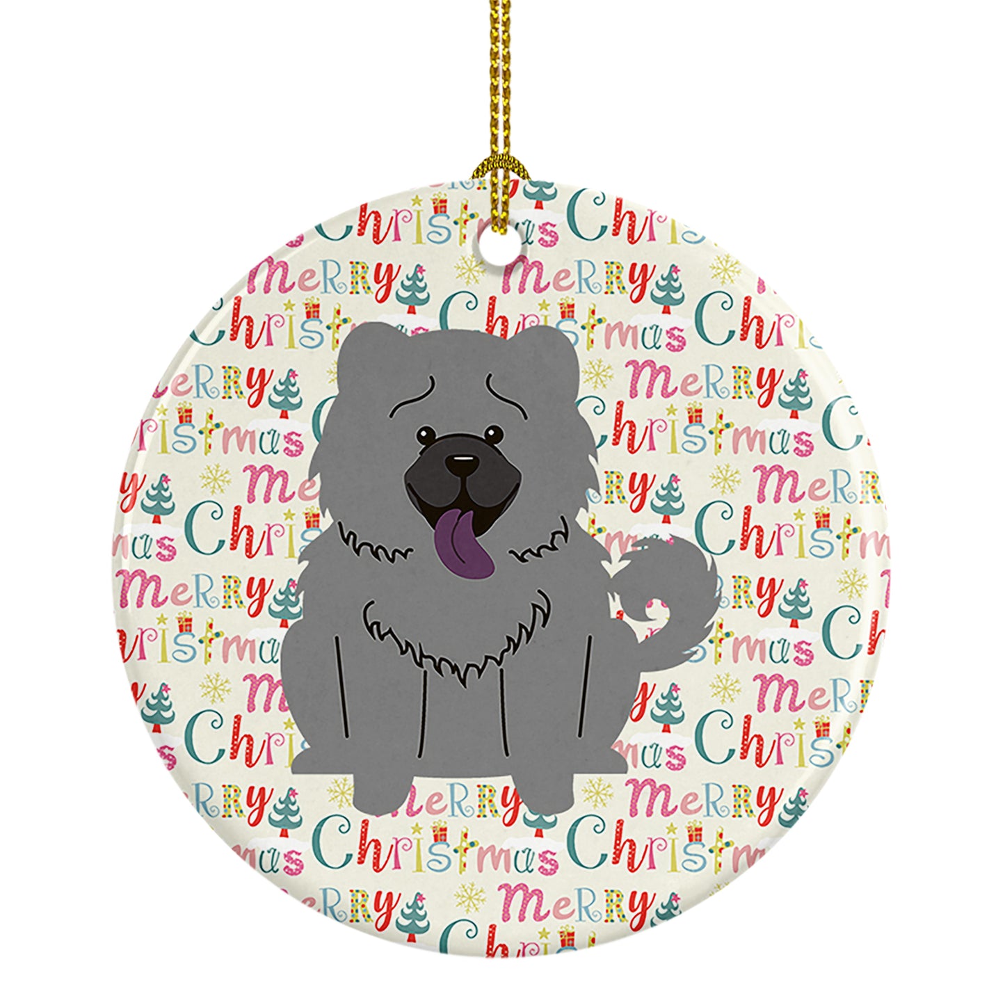 Buy this Merry Christmas Chow Chow Blue Ceramic Ornament