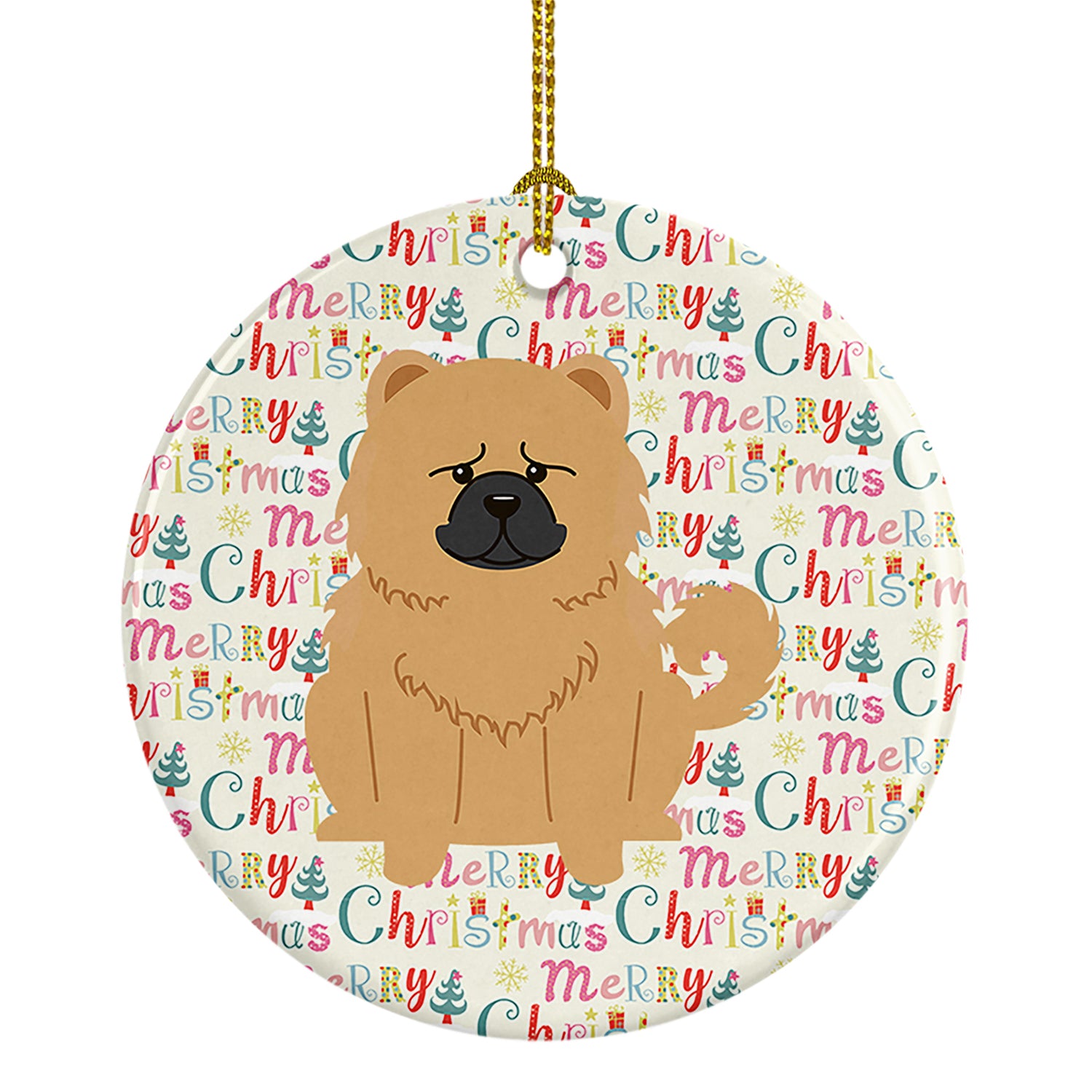 Buy this Merry Christmas Chow Chow Cream Ceramic Ornament