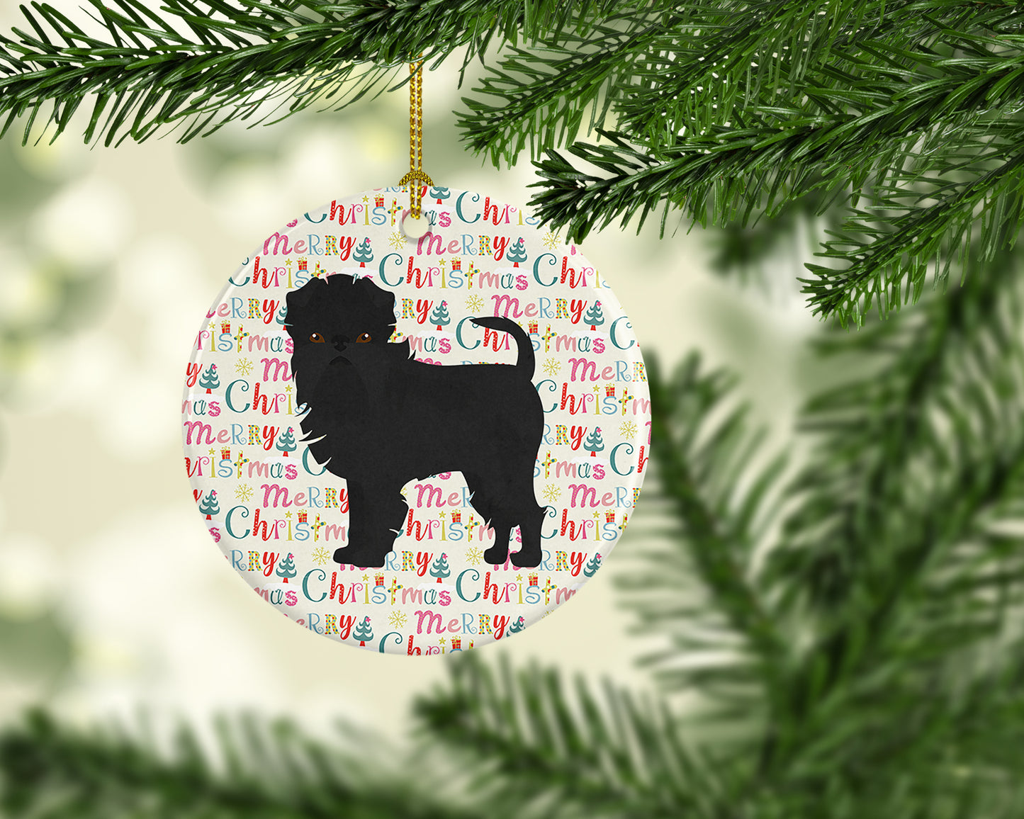 Affenpinscher #2 Merry Christmas Ceramic Ornament