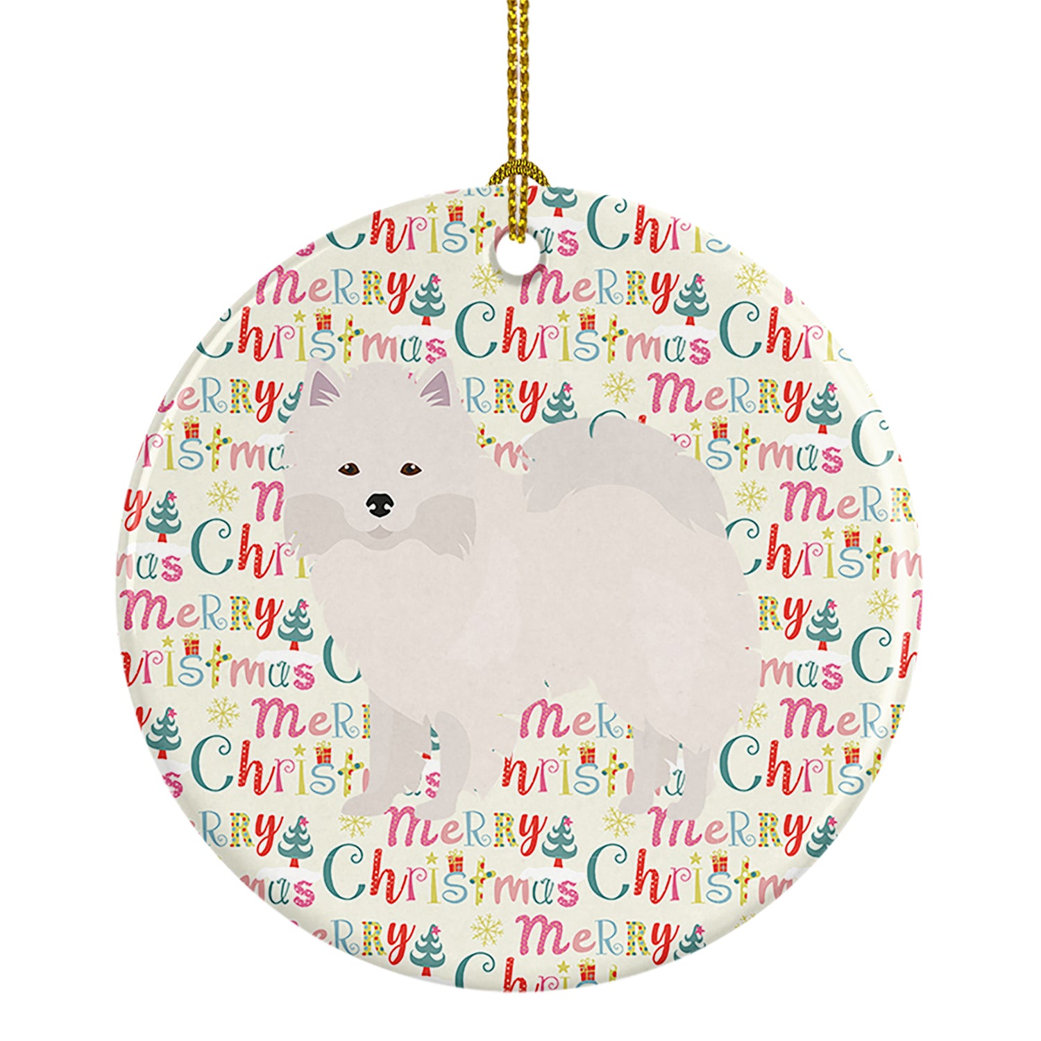 Buy this American Eskimo Merry Christmas Ceramic Ornament