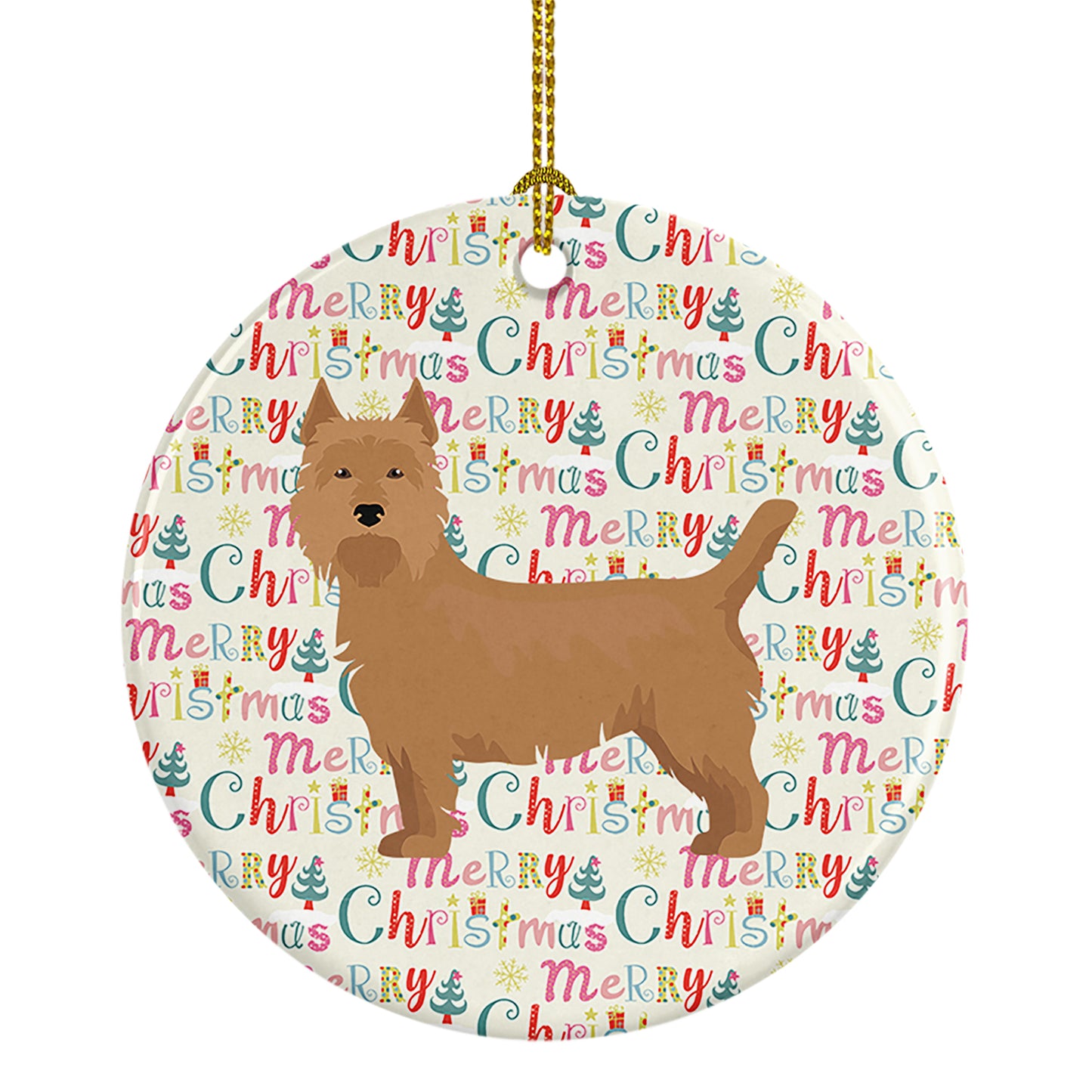 Buy this Australian Terrier Merry Christmas Ceramic Ornament