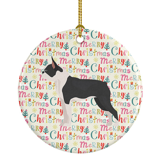 Buy this Boston Terrier Merry Christmas Ceramic Ornament