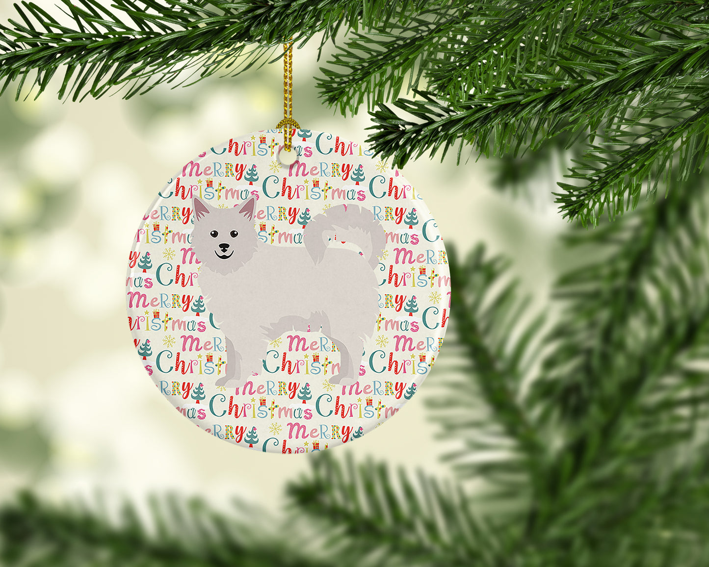 Italian Spitz Merry Christmas Ceramic Ornament