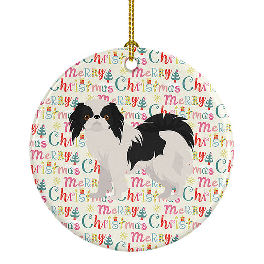 Buy this Japanese Chin #2 Merry Christmas Ceramic Ornament