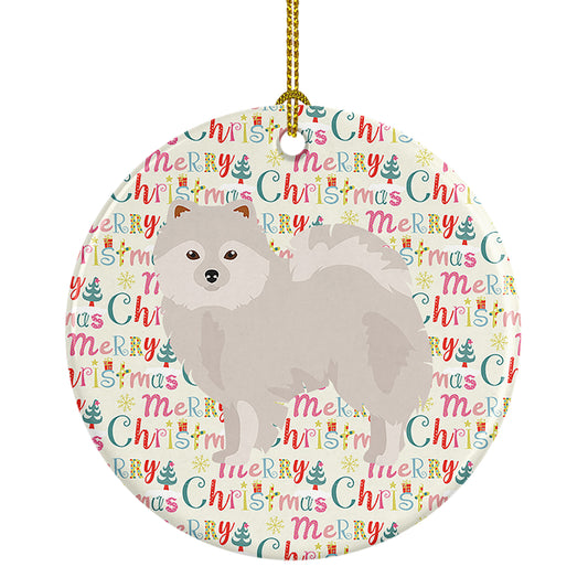 Buy this Japanese Spitz Merry Christmas Ceramic Ornament