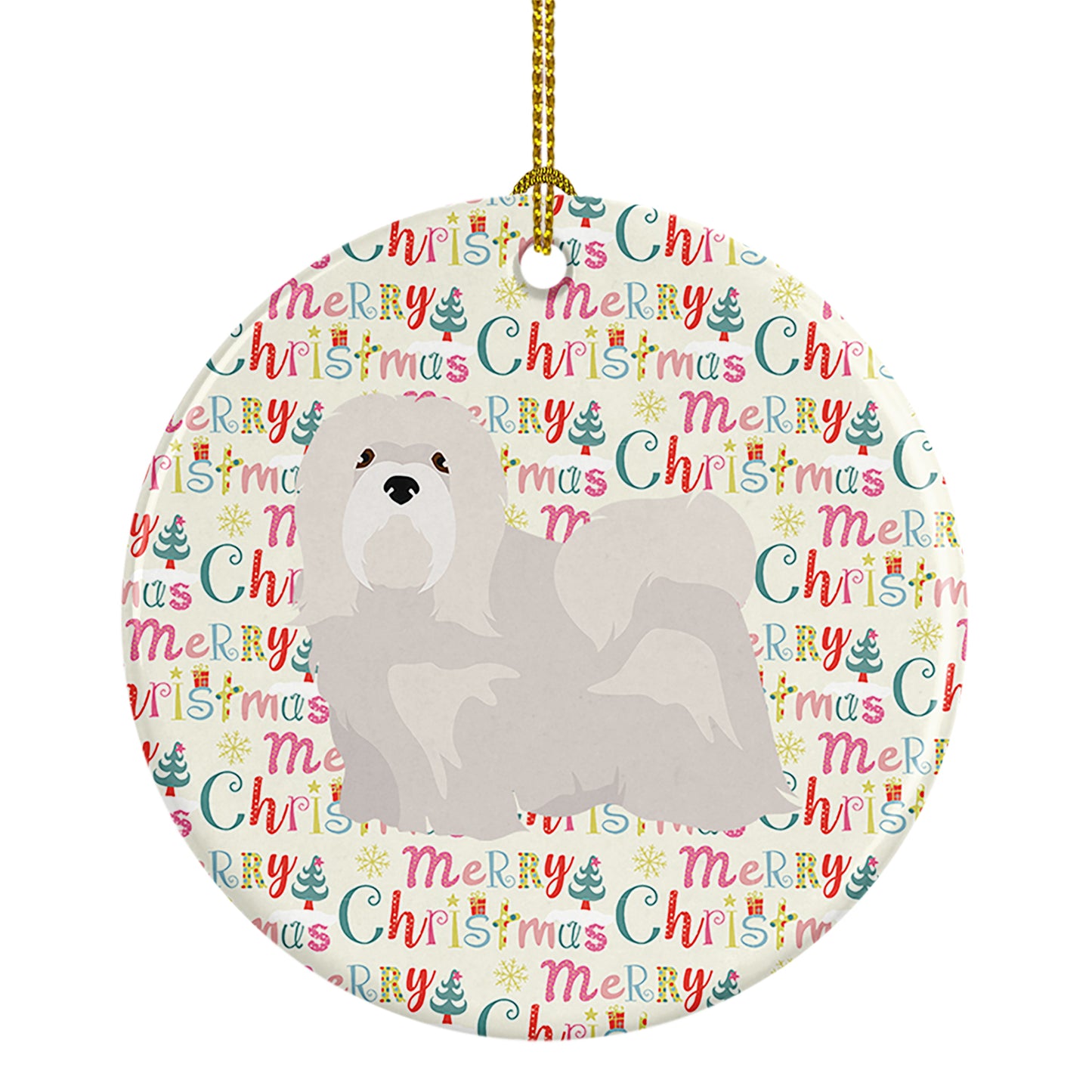 Buy this Lhasa Apso #2 Merry Christmas Ceramic Ornament