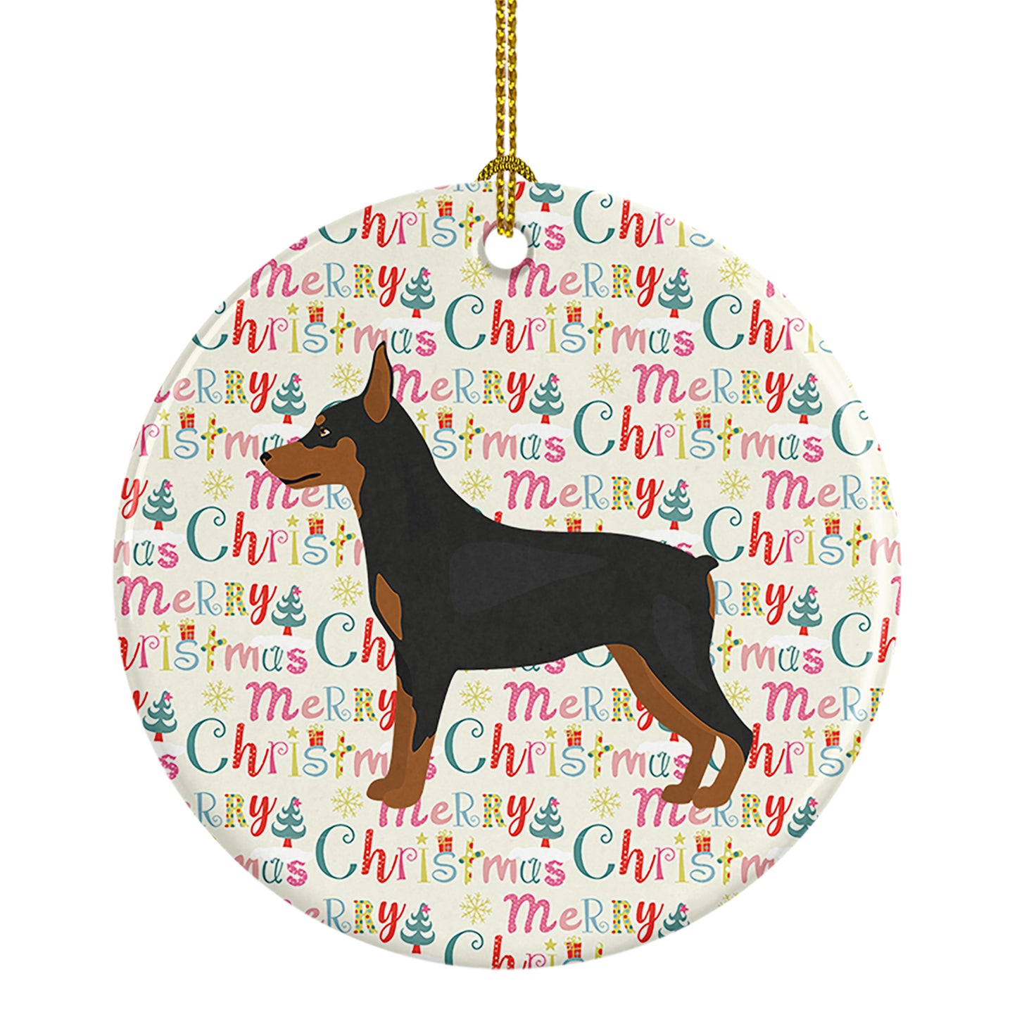 Buy this Miniature Pinscher Merry Christmas Ceramic Ornament