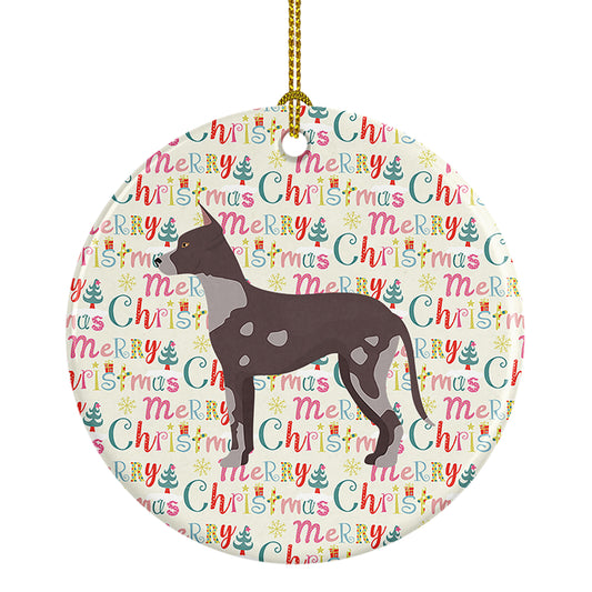 Buy this Peruvian Hairless Dog Merry Christmas Ceramic Ornament
