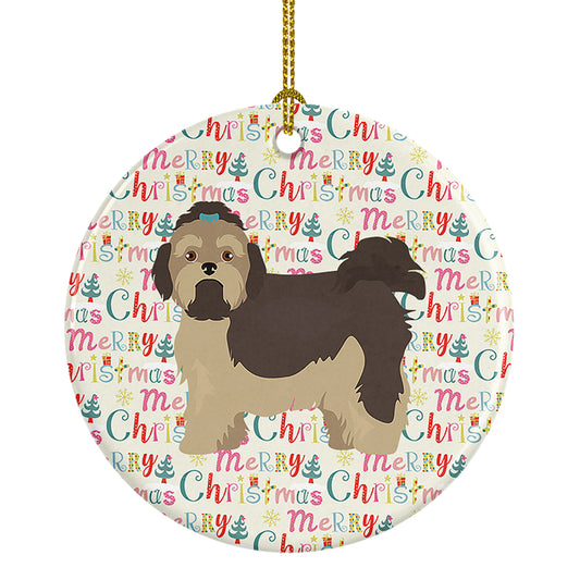 Buy this Russian Lapdog Merry Christmas Ceramic Ornament