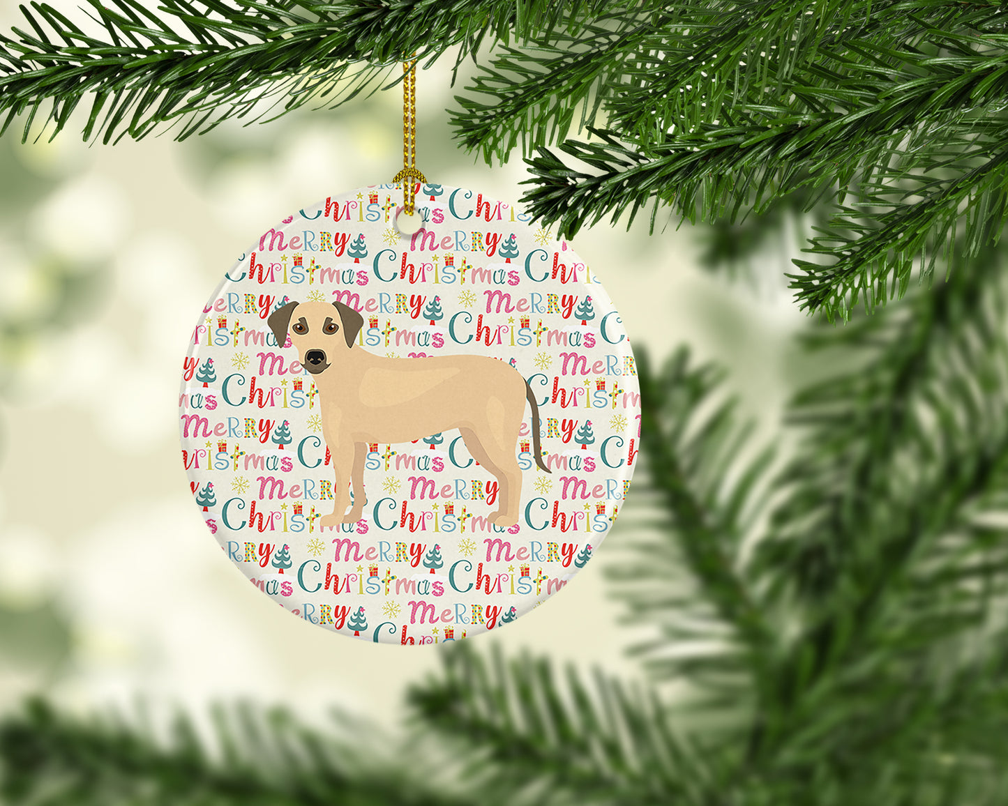 Sato Dog Merry Christmas Ceramic Ornament