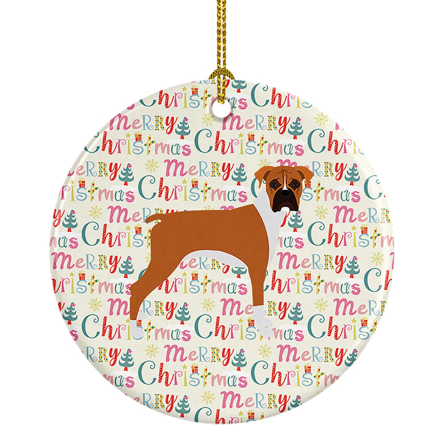 Buy this Boxer Merry Christmas Ceramic Ornament