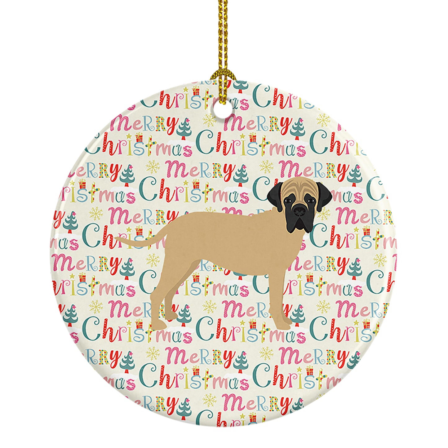 Buy this Bullmastiff Merry Christmas Ceramic Ornament