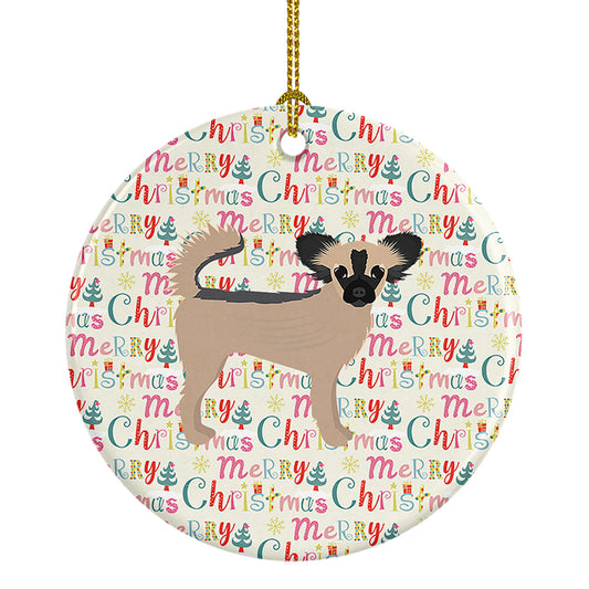 Buy this Longhair Chihuahua Merry Christmas Ceramic Ornament