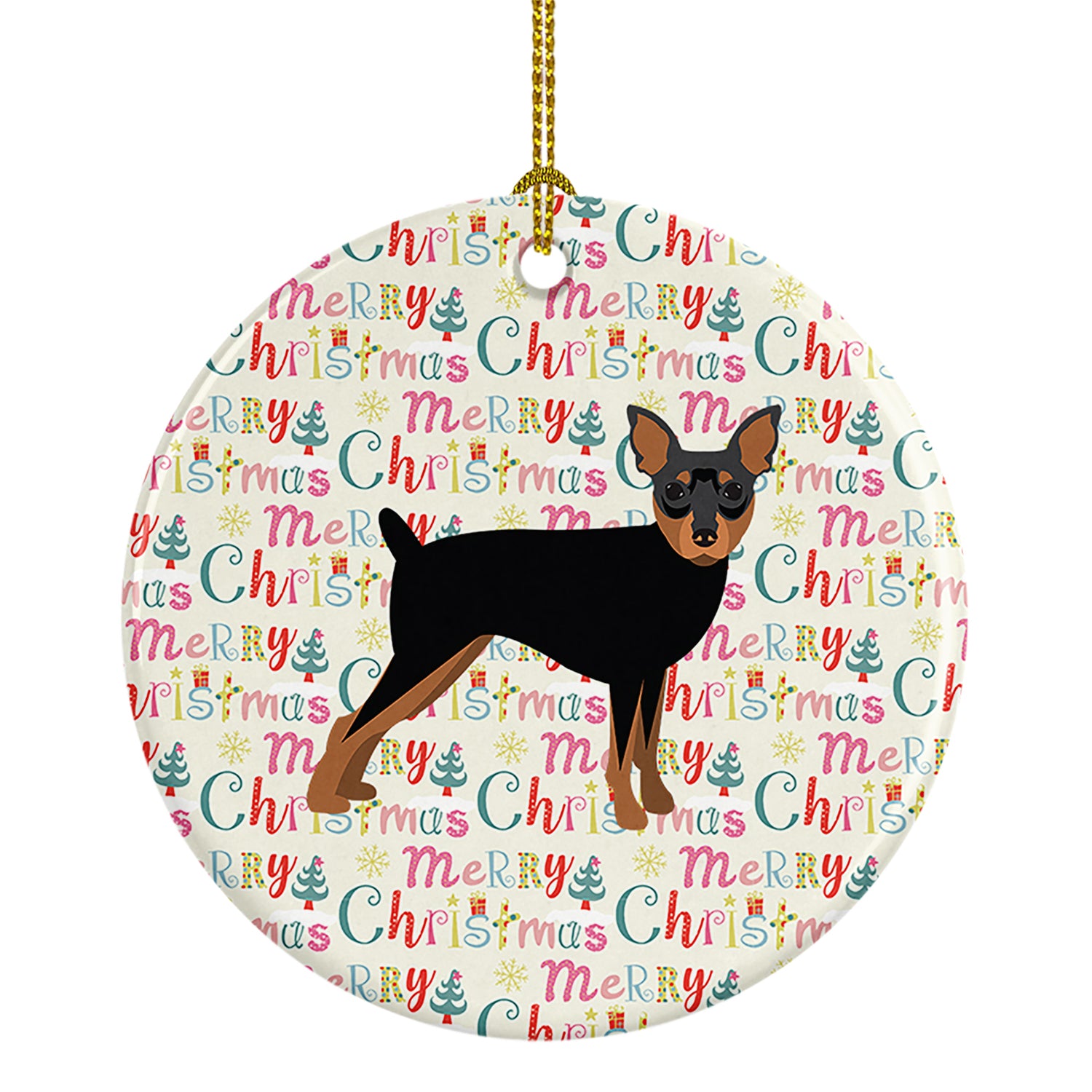 Buy this Miniature Pinscher Merry Christmas Ceramic Ornament