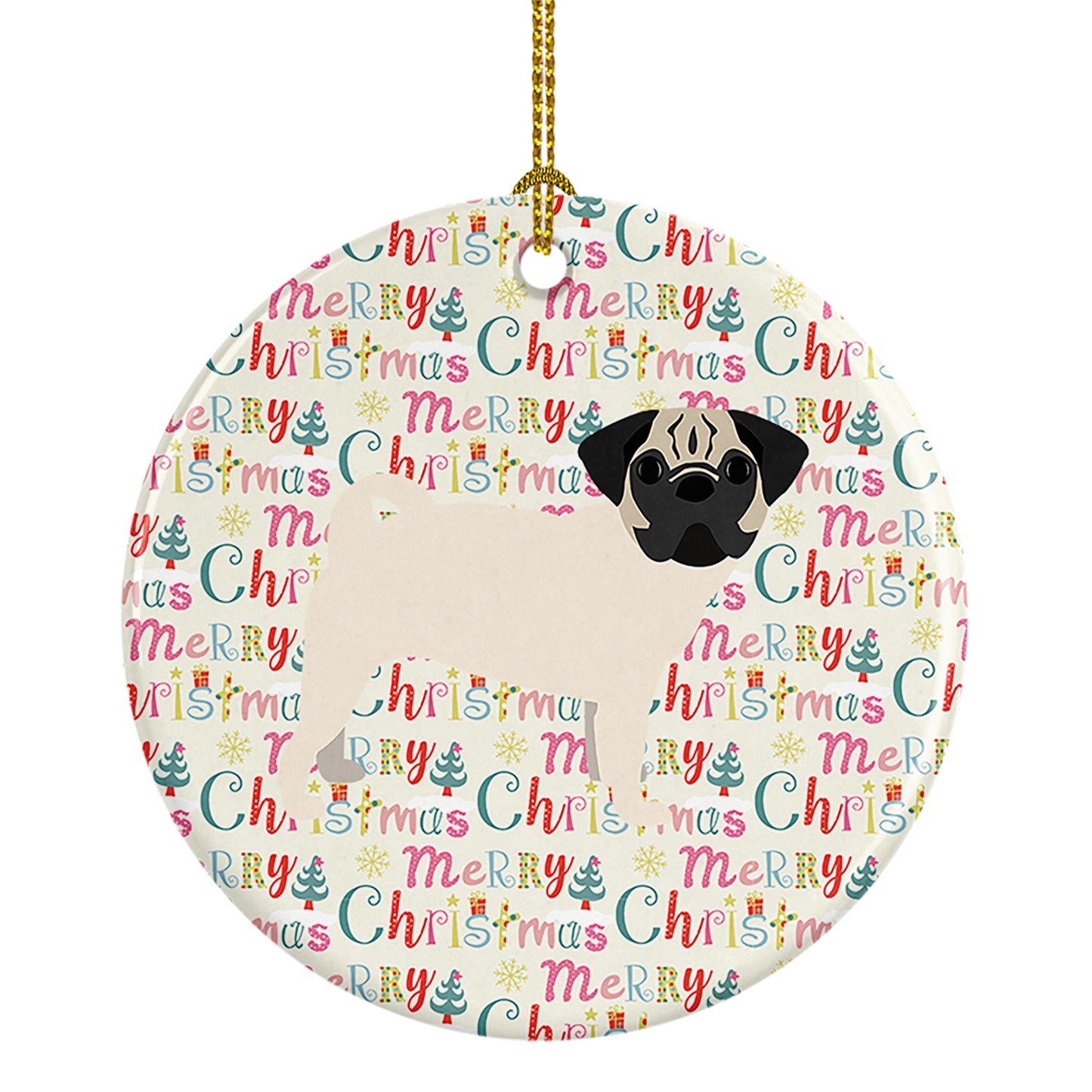 Buy this Pug #1 Merry Christmas Ceramic Ornament