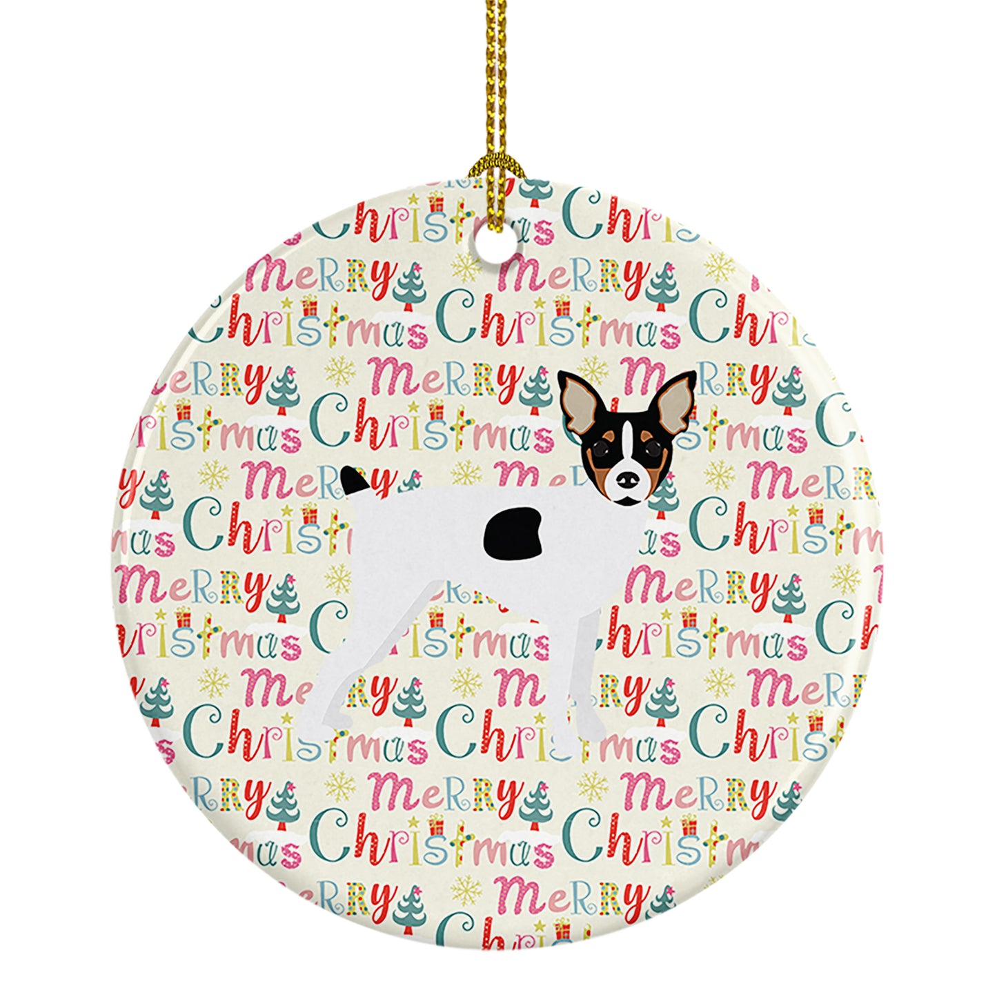 Buy this Toy Fox Terrier Merry Christmas Ceramic Ornament