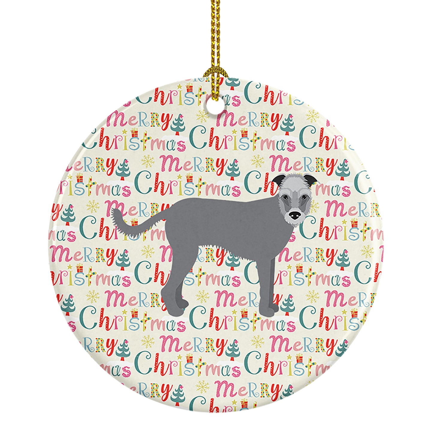 Buy this Irish Wolfhound Merry Christmas Ceramic Ornament