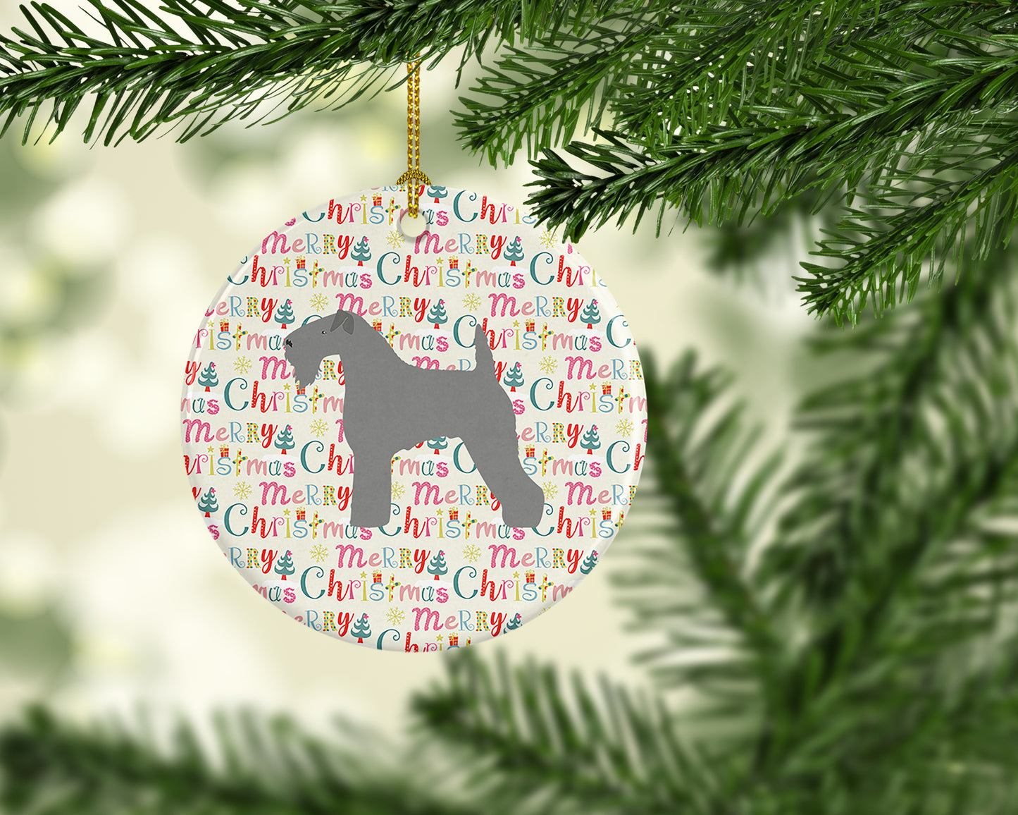 Kerry Blue Terrier Merry Christmas Ceramic Ornament