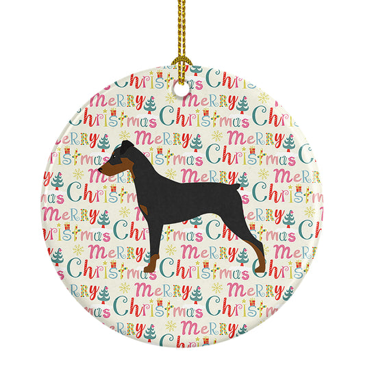Buy this German Pinscher Merry Christmas Ceramic Ornament