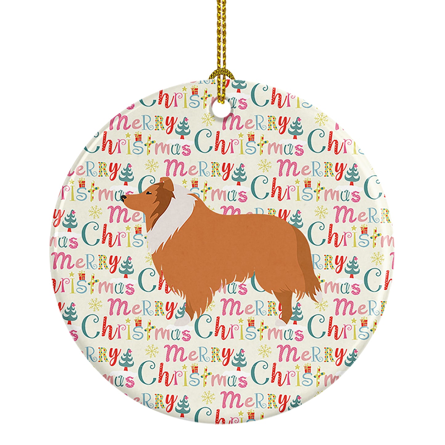 Buy this Collie Dog Merry Christmas Ceramic Ornament