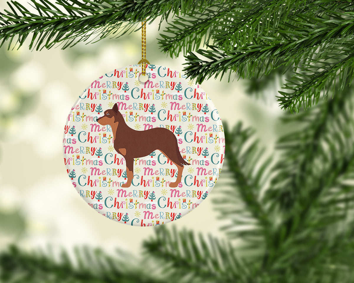 Australian Kelpie Dog Merry Christmas Ceramic Ornament