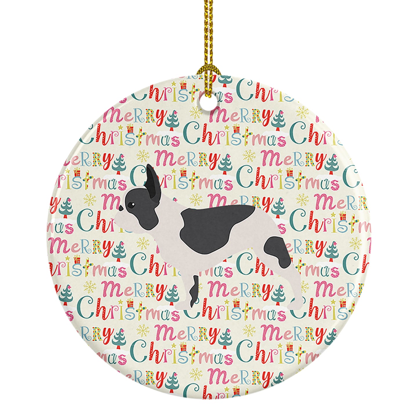 Buy this French Bulldog Merry Christmas Ceramic Ornament