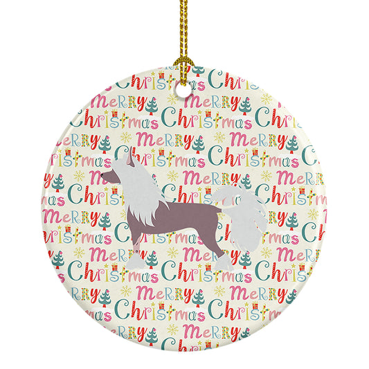 Buy this Chinese Crested Merry Christmas Ceramic Ornament