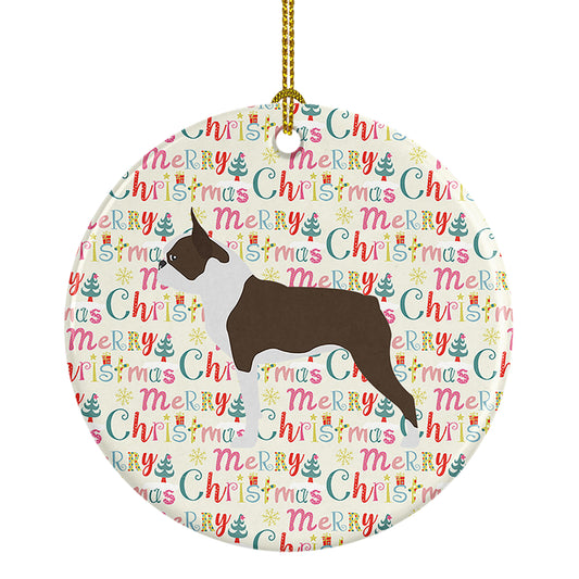 Buy this Boston Terrier Merry Christmas Ceramic Ornament