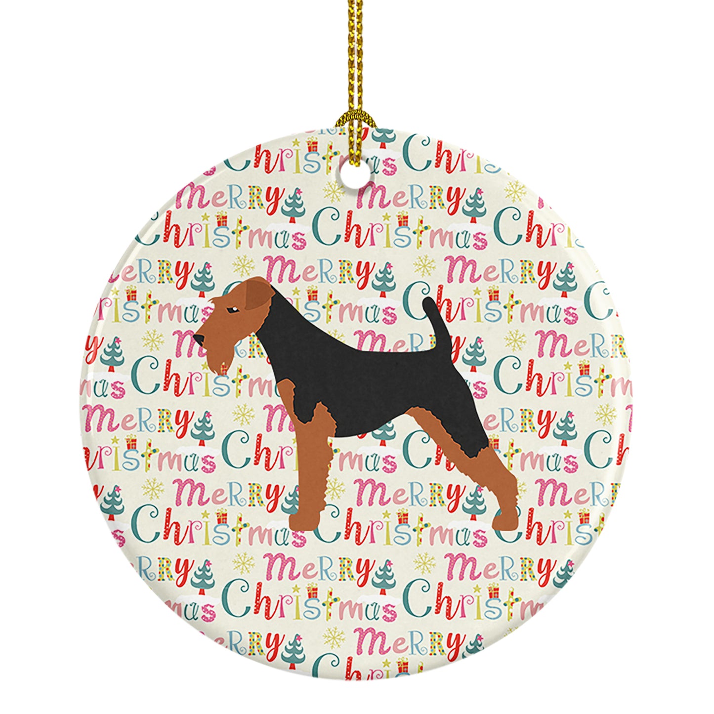 Buy this Airedale Terrier Merry Christmas Ceramic Ornament