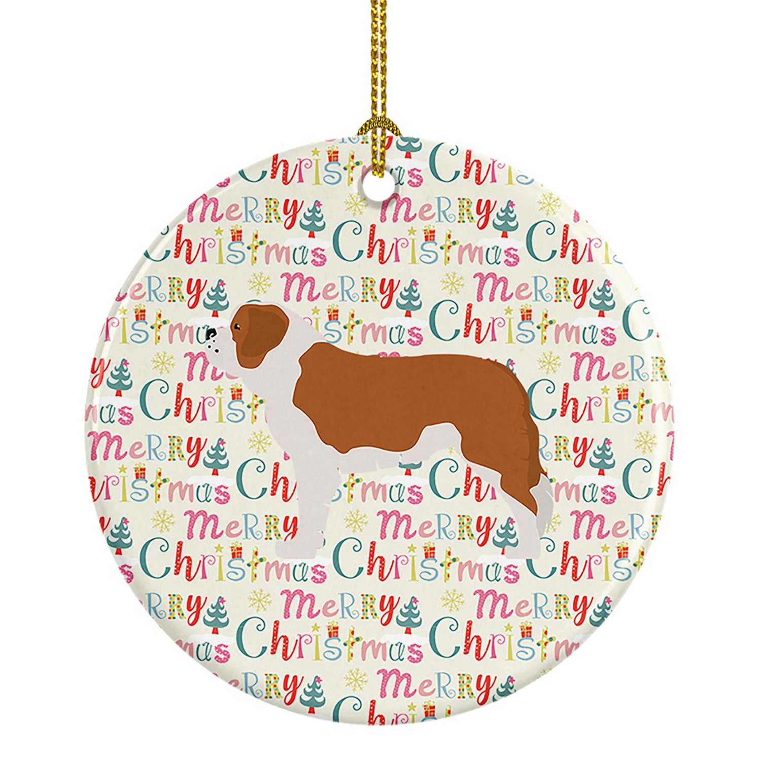 Buy this Saint Bernard Merry Christmas Ceramic Ornament